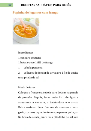 Página real do guia: papinha de legumes com frango